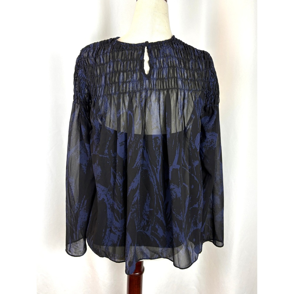 Banana Republic Factory Smocked Sheer Chiffon Boho Romantic Blouse XXS - Picture 4 of 7